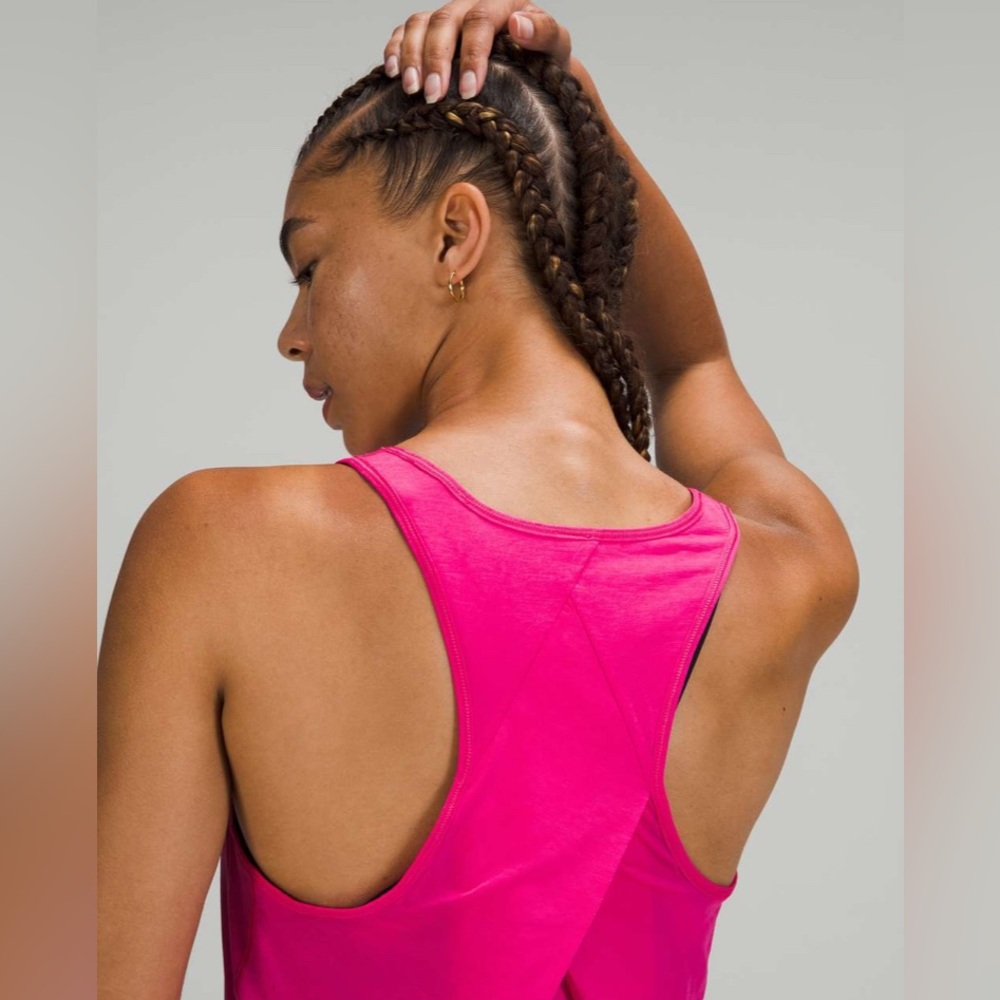 SOLD NWT Essentals Pleated Tank Racerback Sonic Pink - Picture 3 of 5